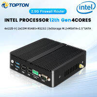 Topton เราเตอร์ไฟร์วอลล์2.5G X2D 12th Intel J6426 J6413 4x I225-V LAN 2 * COM RS485 RS232อุตสาหกรรมที่ไม่มีพัดลมคอมพิวเตอร์ขนาดเล็ก2X4K PfSense Proxmox