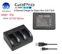 3-Channel Charger for GoPro Hero 5 / Hero 6 / Hero 7 / Hero 8   ช่องชาร์จ 3 ช่องสำหรับ GoPro Hero 5/6/7/8