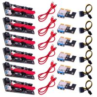 6pcs Newest VER009 USB 3.0 PCI-E Riser VER 009S Express 1X 4x 8x 16x Extender pcie Riser Adapter Card SATA 15pin to 6 pin Power