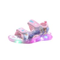 New cute girls frozen 2 elsa and Anna girls sandals with light Disney princess kids soft shoes Europe size 22-31