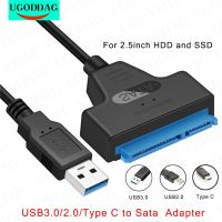 SATA to USB 3.0 / 2.0 Type C Cable Up to 6 Gbps for 2.5 Inch External HDD SSD Hard Drive 22 Pin Adapter to Sata III for PC