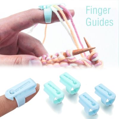 ♠ 4Pcs/Set Finger Splitter Knitting Thimble Crafts Ring Type Knitting Tools Finger Wear Yarn Spring Guides Plastic Needle Thimble