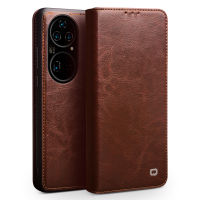 QIALINO Genuine Leather Flip Case for Huawei Ascend P50 Pure Handmade Phone Cover with Card Slots for P50 Pro