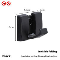 Coat Hooks for Wall Solid Aluminum Heavy Duty Conceal Folding Coat Hat Scarf Bag Towel Key Hook Retractable Black Single Hook