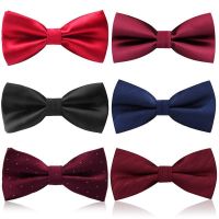 LINGUOZHANG22Bowtie สำหรับผู้ชายที่ดีที่สุดสีแดงไวน์กลุ่มสูทสีดำฉบับภาษาเกาหลีชุดแต่งงานเจ้าบ่าว