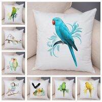 Cartoon Parrot Animal Pillow Case Decor Birds and Flower Cushion Cover for Sofa Home Car Super Soft Plush Pillowcase 45x45cm Cushion Cover