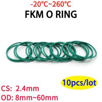 10pcs CS 2.4mm OD 8~60 mm Green FKM Fluorine Rubber O Ring Sealing Gasket Insulation Oil High Temperature Resistance Green Gas Stove Parts Accessories