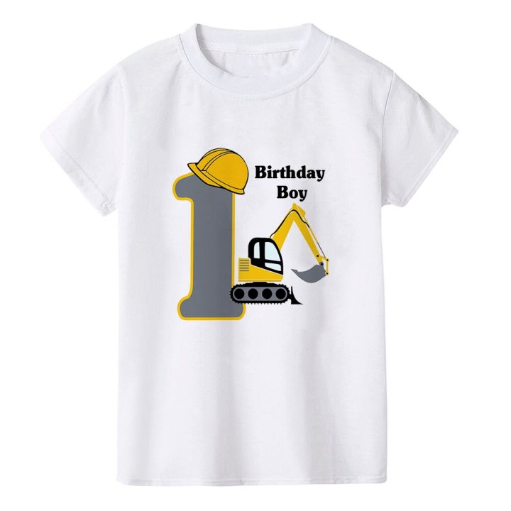 奉呈 1st Birthday Digger Loader Construction Trucks Baby 1yr Bday Tシャツ 