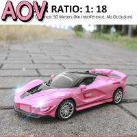 AOV 1:18 RC รถดริฟท์4แชนเนลและไฟ LED รถของเล่นสปอร์ตใช้แบตเตอรี่รถแข่งของเล่น RC สำหรับเด็กอายุ3 + รถบังคับวิทยุรถแข่ง RC