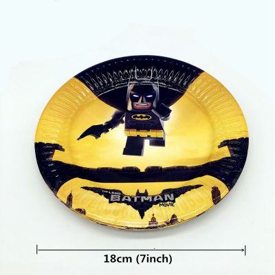 Batman Theme Party Tableware Set 24pcs Paper Plates + 24pcs Paper Cups