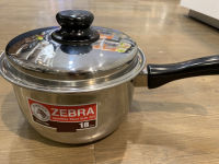 Zebra หม้อด้าม Carry พร้อมฝา สแตนเลส ขนาด 18 ซม ตราหัวม้าลาย