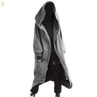 IUM Unisex แขนยาว Hooded Nazgul ยาวเสื้อซิปปิดขนแกะเรียงรายผู้ชายผู้หญิงแฟชั่น Warm Hooded Nazgul ยาว Hooded ปิดซิป