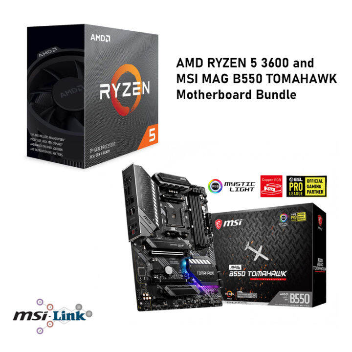 AMD Ryzen 5 3600 plus MSI MAG B550 Tomahawk Motherboard Bundle Lazada PH