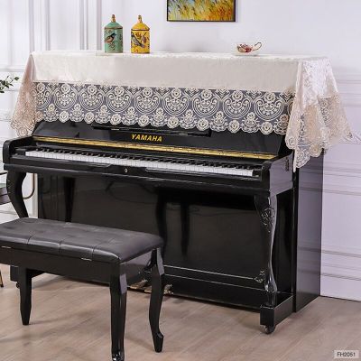 ผ้าปูโต๊ะเปียโนผ้ากำมะหยี่สีแชมเปญลายผ้าคลุมเปียโนผ้าคลุมกันฝุ่นปักแบบยุโรปขนาด90*220ซม.