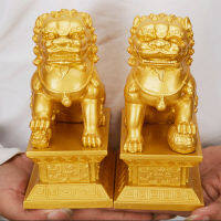 Chinese style lucky lion statue Resin mighty lion evil spirits crafts Home office vintage decorative statue 2 pcs free shipping