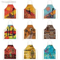 卍 1Pcs Abstract African Woman Pattern Kitchen Sleeveless Aprons Pinafore Bibs Women Cleaning Apron Home Cooking Pinafores Fartuch