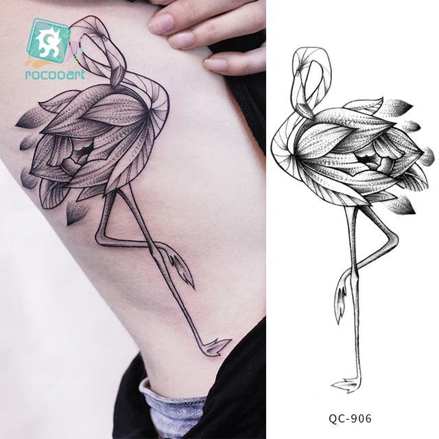 yf-waterproof-temporary-tattoo-sticker-hand-drawn-black-and-white-lotus-design-body-art-fake-flash-back-female-male