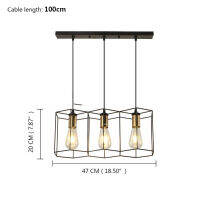 Loft 35 Light Metal Rod Hanging Lamp With Geometric Iron Frame Dining Room Chandelier Cable Adjustment