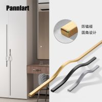 Pannlart 1PcNew Aluminum Alloy Black Furniture Cabinet Door Handle Curved Wardrobe Drawer Cabinet Door Handle Furniture Hardware Door Hardware