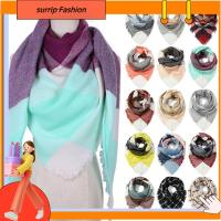 SURRIP ผ้าพันคอผ้า Pashmina สตรีแฟชั่นผ้าพันคออบอุ่นฤดูใบไม้ร่วงฤดูหนาวผ้าห่มผ้าคลุมไหล่แคชเมียร์ห่อผ้าพันคอลายตารางถักผ้าพันคอสามเหลี่ยม