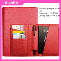 SILARA ผู้หญิงผู้ชาย PU หนังสือเดินทางครอบคลุมบัตรโดยสารหลายฟังก์ชัน Travel ID Card Holder Protector