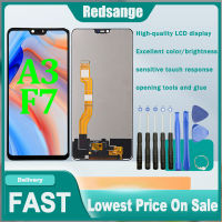 Redsange จอ LCD ขนาด6.2นิ้วของแท้สำหรับ Oppo A3 CPH1837/Oppo F7 CPH1819อะไหล่จอแอลซีดีหน้าจอ LCD จอแสดงผลหน้าจอสัมผัสประกอบดิจิไทเซอร์สำหรับ OPPO A3/F7แอลซีดี