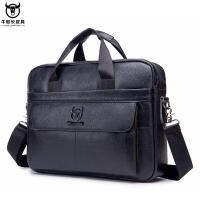 Captain cow leather mens trend leather business briefcase first layer cowhide computer portable shoulder messenger bag