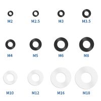 100Pcs M2 M2.5 M3 M4 M5 M6 M8 M10 M12 Hitam Putih Plastik Nilon Datar Mesin Cuci Pesawat Spacer Insulasi Gasket Cincin untuk Sekrup Baut