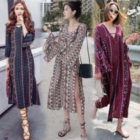 ✉▨❅ floral korean women ladies chiffon long sleeve summer maxi dress ready stock new