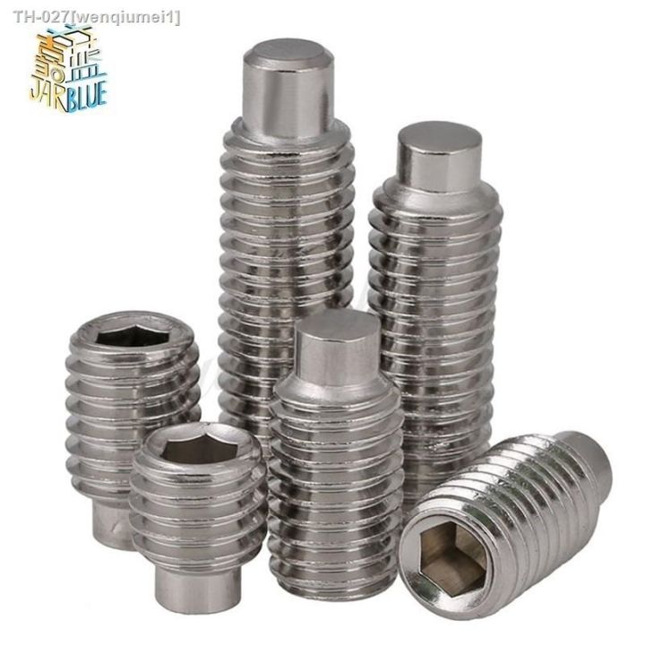 gb79-304-stainless-steel-din915-m3-m4-m5-m6-m8-male-terminal-set-bolt-grub-convex-end-screw-inner-hexagonal-hex-socket-headless