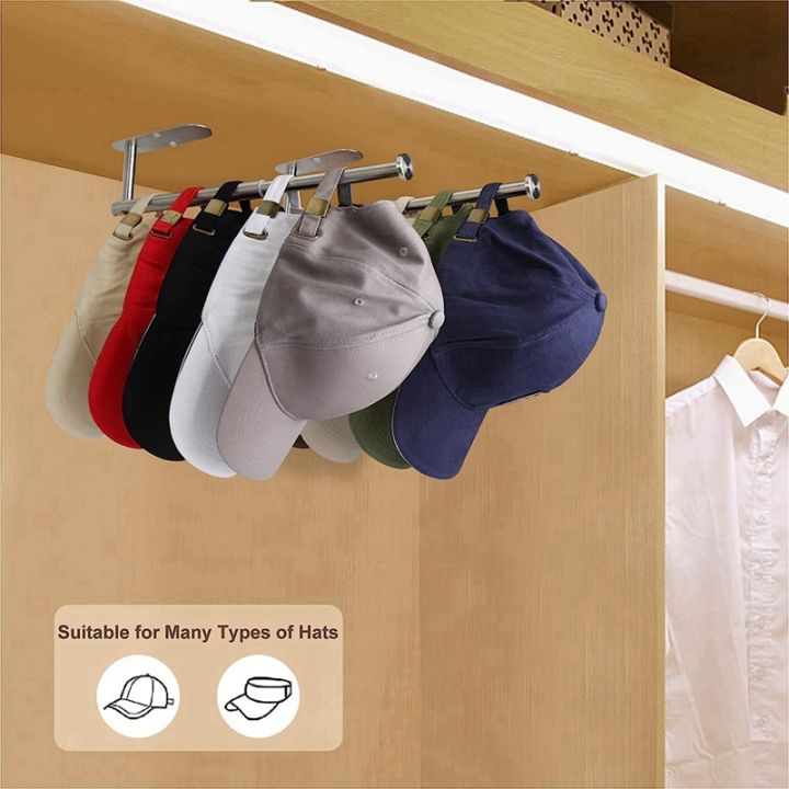 2-pack-hat-racks-for-baseball-cap-stainless-steel-wall-hat-organizer-for-baseball-cap-retractable-cap-holder