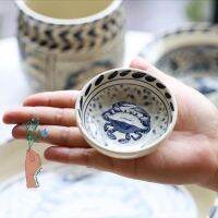 ถ้วยน้ำจิ้ม ลายปู เซรามิค ลายเพันท์มือ เข้าไมโครเวฟได้ Ceramic Handp painted Crab Dip bowl