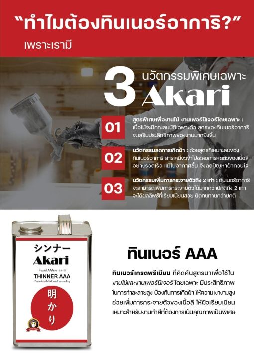 5-แถม-1-อาการิ-ฉลากแดง-ทินเนอร์-aaa-เกรดพรีเมี่ยม-สำหรับงานเฟอร์นิเจอร์โดยเฉพาะ-thinner-aaa-ตรา-อาการิ-2-10ลิตร