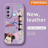 YIWESAN เคสสำหรับ Infinix Hot 11 Hot,เคสลายการ์ตูนน่ารักลายมินนี่เคสใส่โทรศัพท์หนังซิลิโคนนิ่มฝาครอบหลังใหม่เคสกันกระแทกเลนส์กล้องถ่ายรูปเคสป้องกันรวมทุกอย่าง