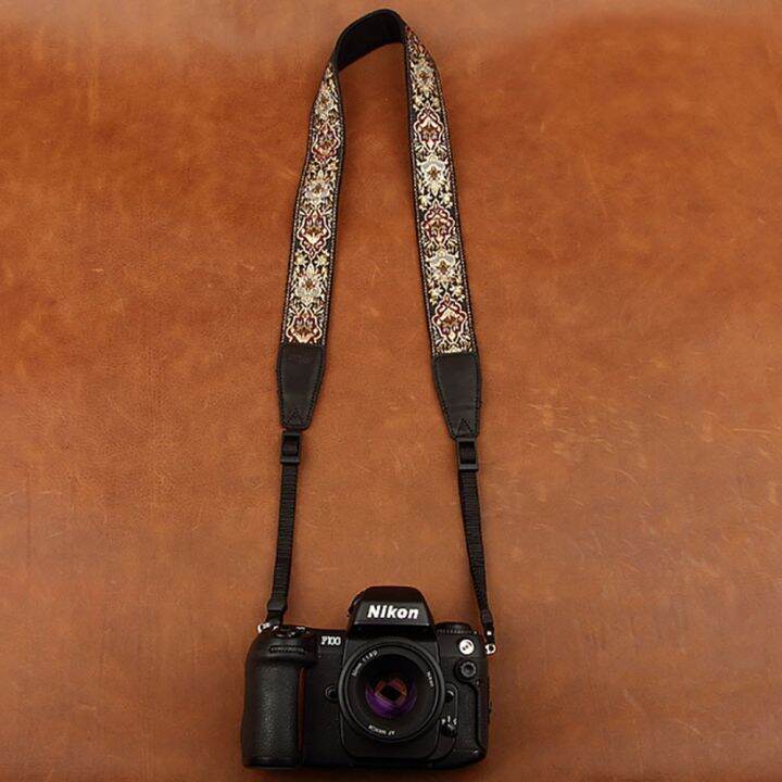 cam-in-8411-embroidered-camera-strap-soft-cotton-digital-camera-neck-strap-leather-lanyard-adjustable-length