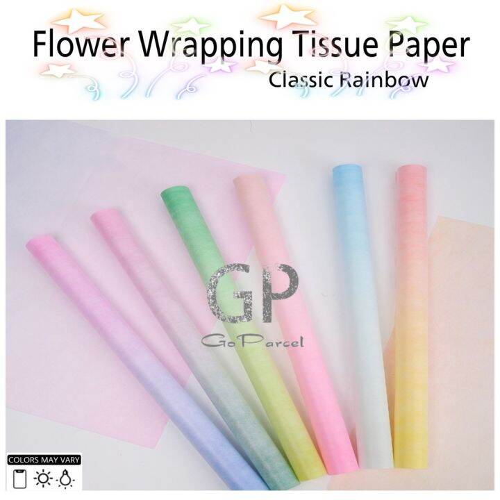 ( 5 Lembar ) CLASSIC RAINBOW - FLOWER WRAPPING TISSUE PAPER / KERTAS ...