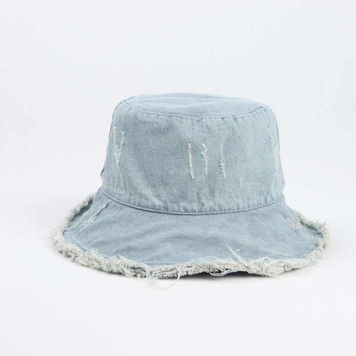 หมวกชาวประมงผ้ายีนส์กอโรสฮิปฮอปหมวกทรงถังแฟชั่นของผู้หญิงหมวกขอทานกลางแจ้งหมวกบ๊อบ-unisex-แฟชั่น