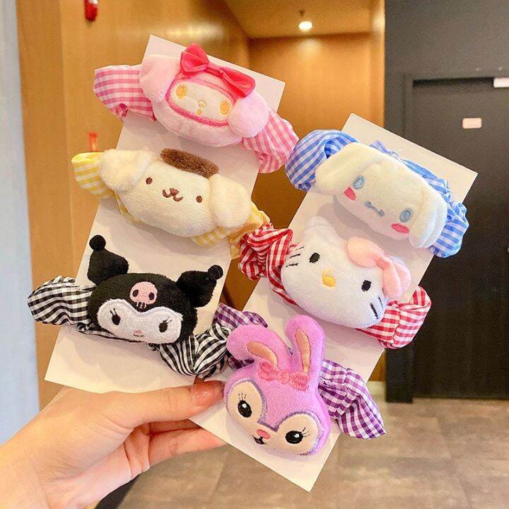 yinbai-mother-baby-house-gt-girls-tie-hair-large-intestine-ring-korean-version-plush-animal-cartoon-rope-sweet-cute-headband-simple-checked-accessories-headdress-ball-head-tail