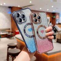 กรอบเคสโทรศัพท์รูปหัวใจกลิตเตอร์ไล่ระดับสีกันกระแทกสำหรับ iPhone 14 Pro Max 13 12สำหรับ iPhone 11