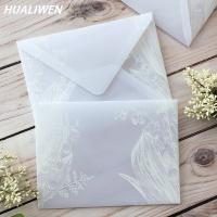 5ชิ้นลายดอกไม้ซองโปร่งแสงสำหรับโปสการ์ดเชิญซองจดหมายบัตรของขวัญงานแต่งงานจดหมายธุรกิจ Huangjianbin