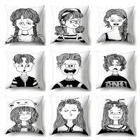 Lovely Little Girls Cushion Cover Cute Cartoon Child Pattern Square Pillowcase Pillows Cases Home Decor