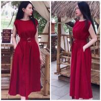 COD SDFGERTYTRRT Long Red Dress With belt (With Real Picture)