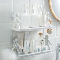 【CW】 Wall hanging Storage Rack Shampoo Organizer Holder Spices Jars No Drilling Shower Shelf New