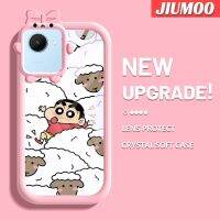 JIUMOO เคสสำหรับ Realme C30 C30s Narzo 50i Prime Case การ์ตูนแกะน่ารักดินสอสีชิน Chan เลนส์กล้องถ่ายรูปมอนสเตอร์น้อยสุดสร้างสรรค์เคสกันกระแทกแบบใสซิลิโคนใสเคสนิ่มใส่โทรศัพท์