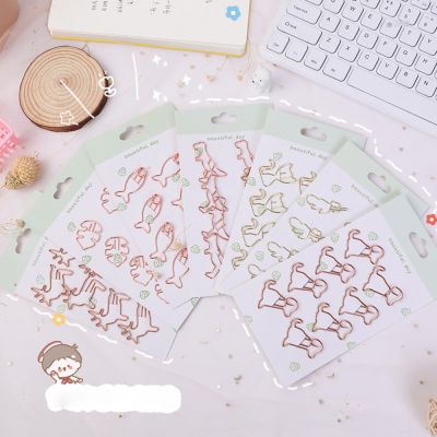 8pcs/set Cute Gold Metal Paper Clips Hollow Needle Bookmark Document Receipt Paperclips Office Learning Clip