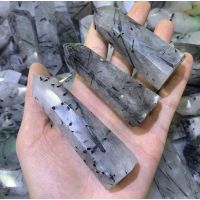 1PcNatural Black Tourmaline In Quartz Tower / Top Quality / Transformation Meditation Stone / Decoration And Collection.