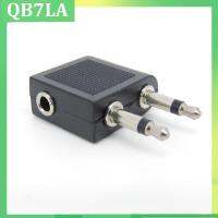 QB7LA Store Nickel plated Air Plane dual 3.5mm Airplane socket Airline Headphone Mono Audio Converter Travel Jack Plug Splitter Adapter