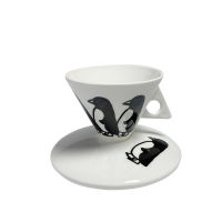 Pure White Bone China Ceramic Espresso Coffee Mug Saucer Sets Creative Minimalist Cone Mini Tea Cup Set for Home Use Cafe Office