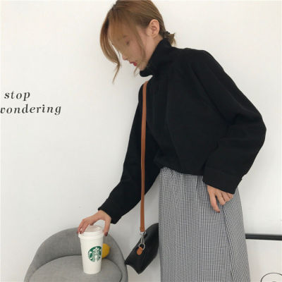 COSMO S-2XL Turtle Neck Inner Blouse Long Sleeves Fine Quality Material Plus Size Autumn Thin Korean New Loose Solid Color High Collar Bottoming Shirt
