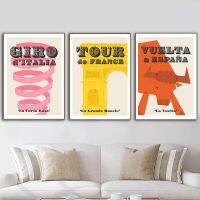 Grand Tour ขี่จักรยานกีฬาโปสเตอร์-Giro DItalia อ้างภาพวาดผ้าใบ Modern Retro ภาพผนัง Gym Boy Room Decor